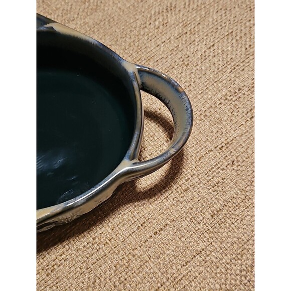 LTD Commodities Green Stoneware Drip Glaze Soup & Cracker Bowl / Chip & Dip Bowl - Picture 2 of 5